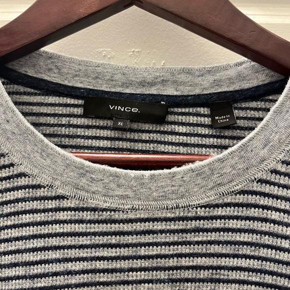 Vince Navy and Gray Striped Crewneck Thermal - Picture 3 of 4